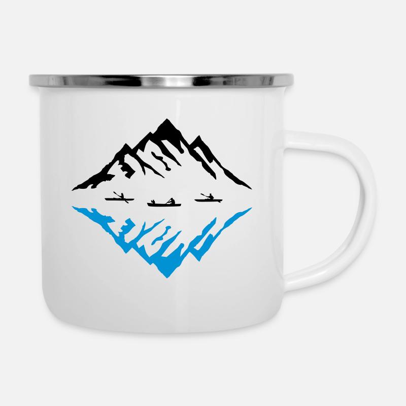 Canoe & Mountains, Reflection - Tasse émaillée - blanc