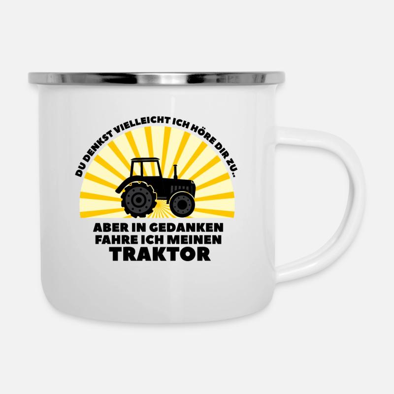 DU DENKST VIELLEICHT ICH HÖRE DIR ZU.. - Emaille-Tasse - Weiß