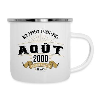 22 Ans Anniversaire Vintage Né(e) en Août 2000 - Tasse émaillée - blanc - Droite