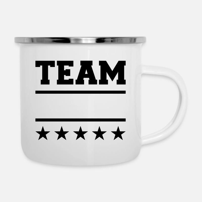 Team - Emaille-Tasse - Weiß