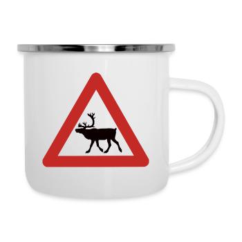 Norwegian reindeer warning sign - Camper Mug - white - Right
