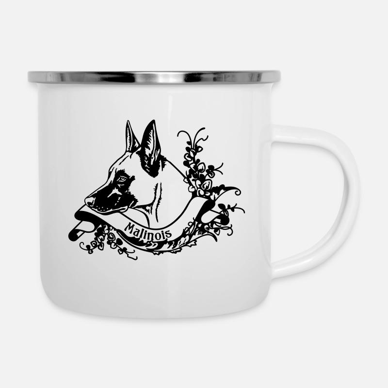 Malinois une bannière rétro n°2 - Tasse émaillée - blanc