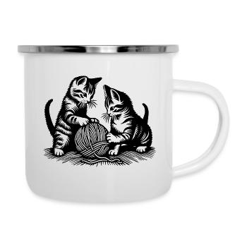Verspielte Kätzchen - Emaille-Tasse - Weiß - Rechts