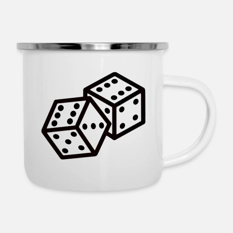Würfel - Emaille-Tasse - Weiß