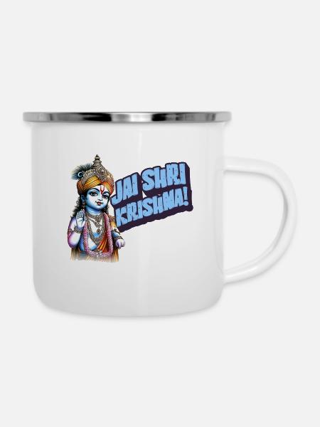 Jai Shri Krishna! - Emaille-Tasse - Weiß