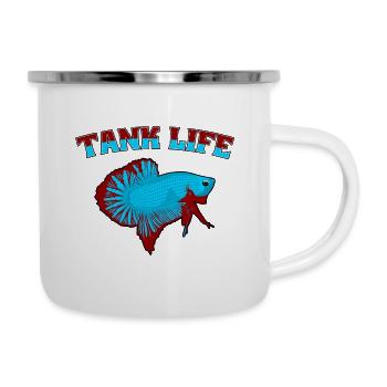 Betta Kampffisch Plakat Aquarium Aquarianer Scaper - Emaille-Tasse - Weiß - Rechts