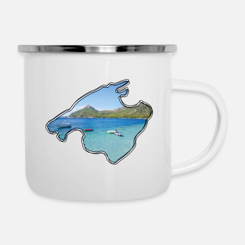 Mallorca carte avec image Playa Formentor - Tasse émaillée - blanc
