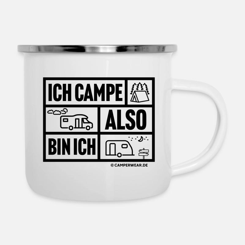 Ich campe also bin ich - Emaille-Tasse - Weiß