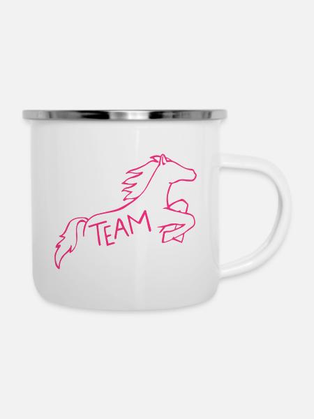 team Pferd - Emaille-Tasse - Weiß