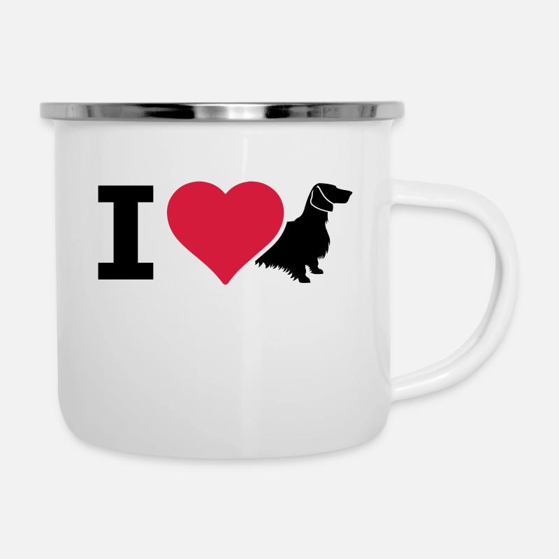 IL Teckel à poil long teckel - Tasse émaillée - blanc
