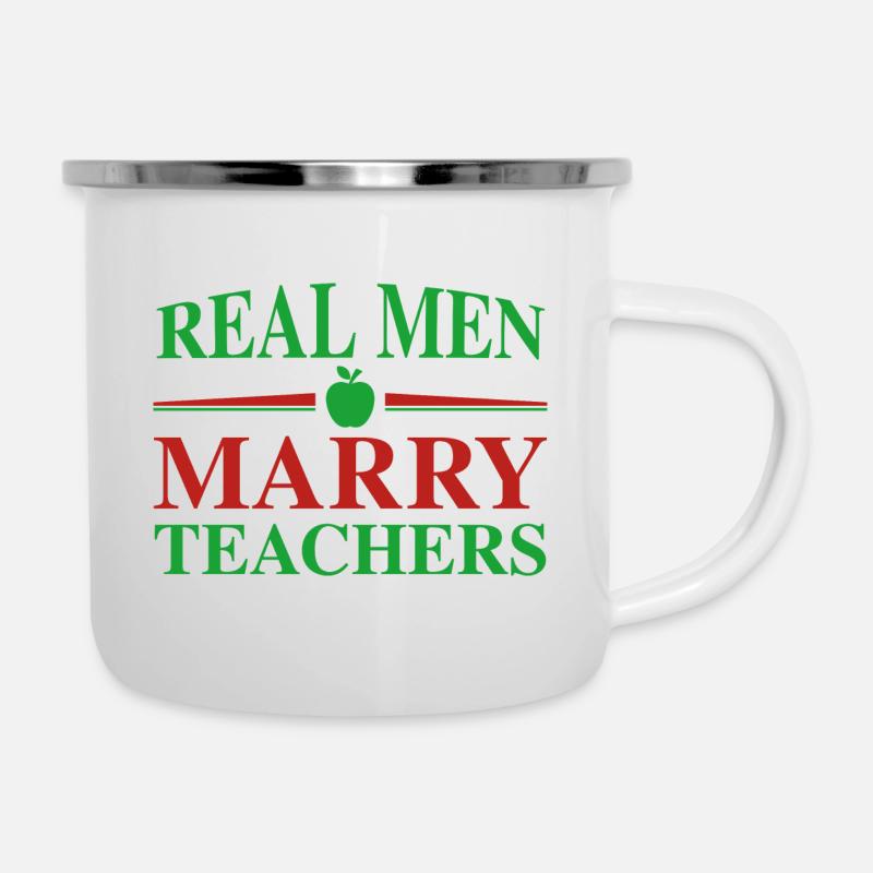 Echte Männer heiraten Lehrer - Emaille-Tasse - Weiß