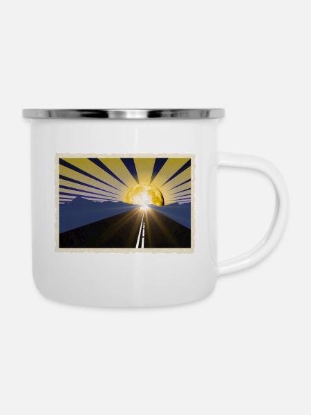 Moonset - Emaille-Tasse - Weiß