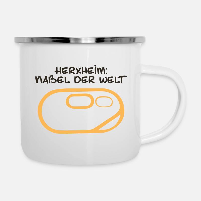 Herxheim: Nabel der Welt - Emaille-Tasse - Weiß