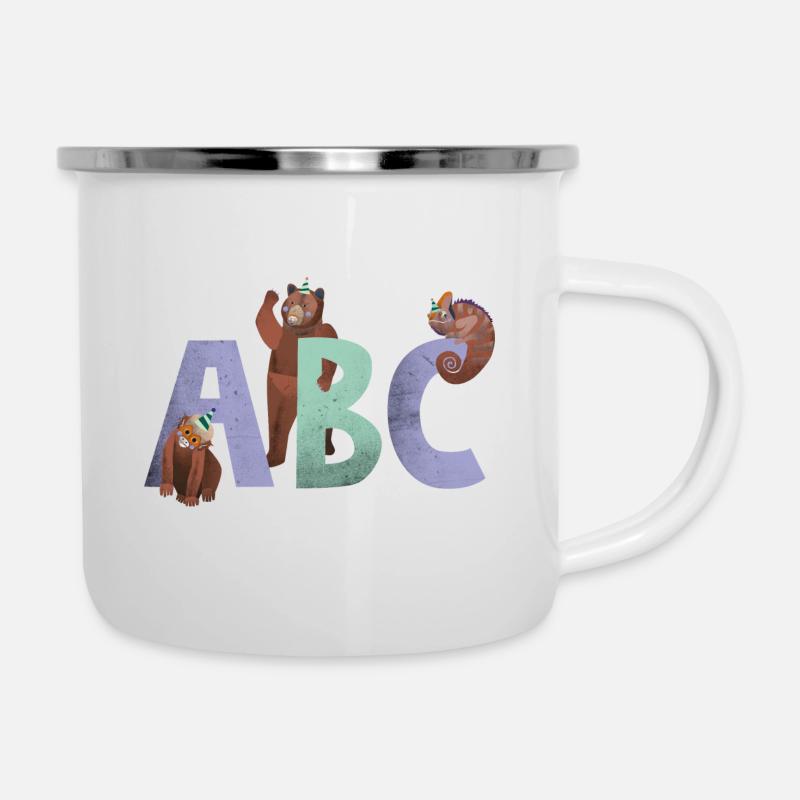 ABC - Einschulung - Emaille-Tasse - Weiß