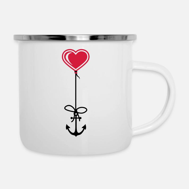 anker herz matrose kapitaen seemann schiff boot me - Emaille-Tasse - Weiß
