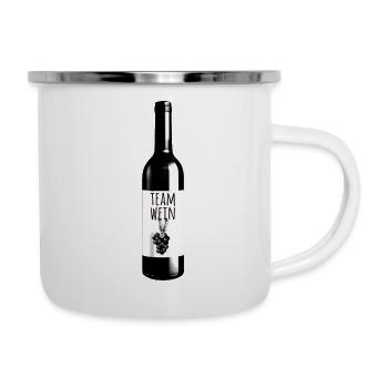 Team Wein, Wein, Weinflasche - Emaille-Tasse - Weiß - Rechts