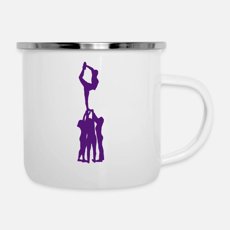 Cheerleading Pyramide, Cheerleader - Emaille-Tasse - Weiß
