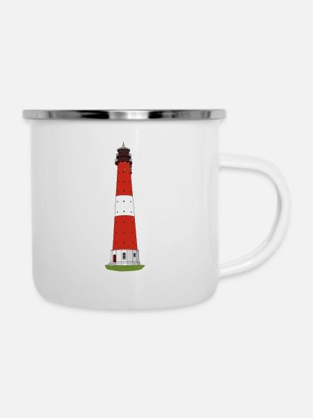 Leuchtturm Pellworm - Emaille-Tasse - Weiß