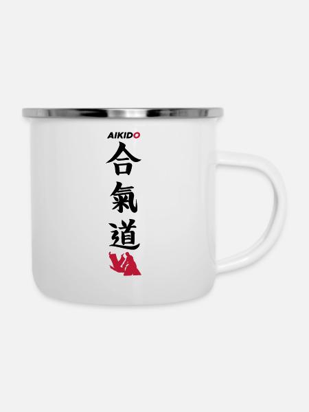 Aikido - Emaille-Tasse - Weiß