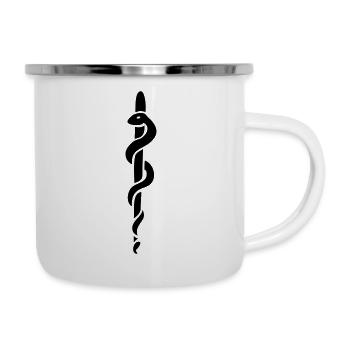 Esculape Stab von Asclepius Aesculapius Arzt - Emaille-Tasse - Weiß - Rechts