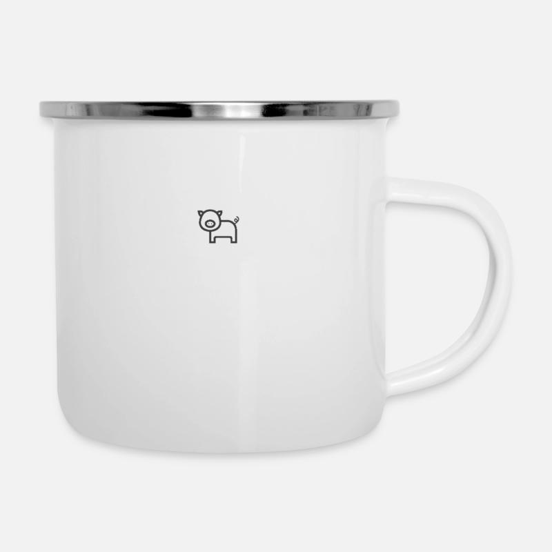 Schwein - Emaille-Tasse - Weiß