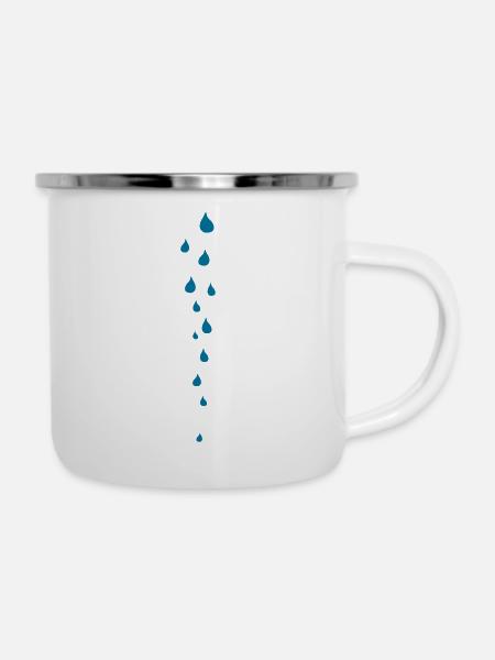 Fallende Tropfen - Emaille-Tasse - Weiß