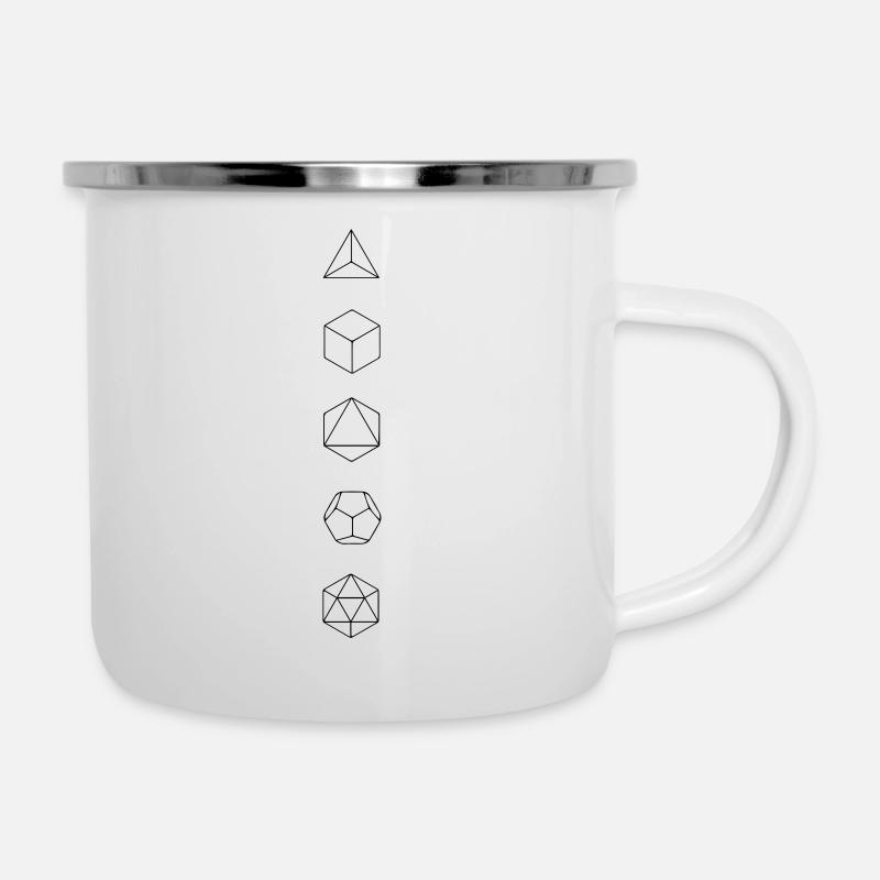 Platonische Körper, Heilige Geometrie, Mathematik - Emaille-Tasse - Weiß