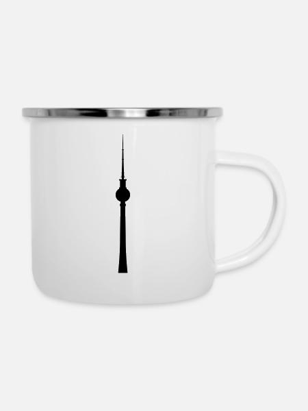 Fernsehturm Berlin - Emaille-Tasse - Weiß