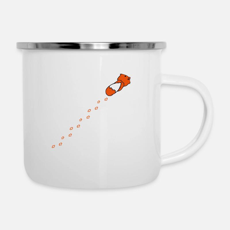 Fuchs mit Spuren - Emaille-Tasse - Weiß