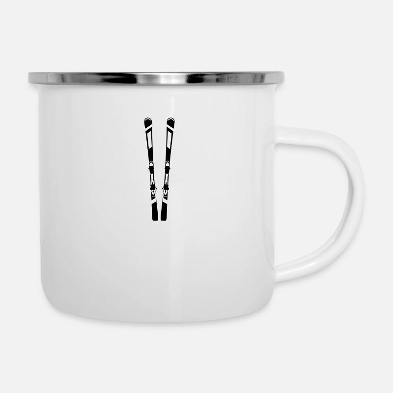 Skis, skis - Tasse émaillée - blanc