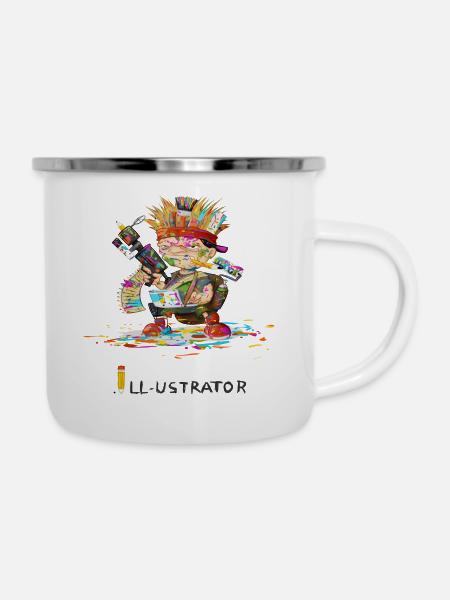 Illustrator - Emaille-Tasse - Weiß