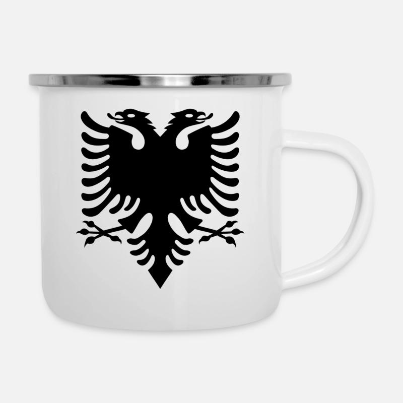 schwarzer albanischer doppelkopfadler Eagle - Emaille-Tasse - Weiß