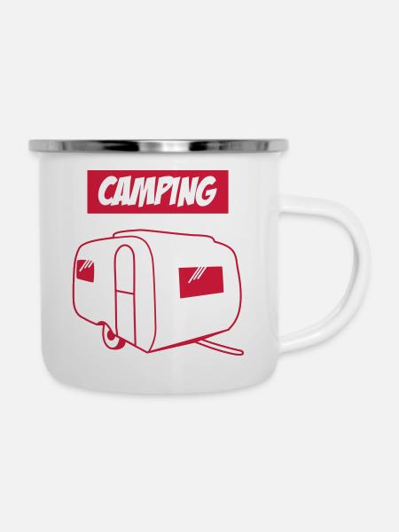 Camping - Emaille-Tasse - Weiß