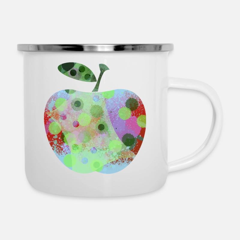Pomme colorée avec des taches - Tasse émaillée - blanc
