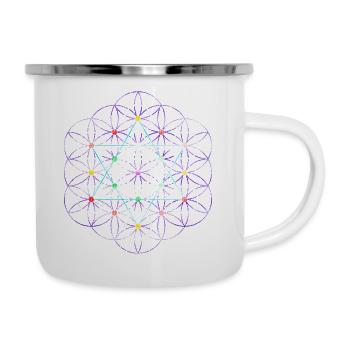 Fleur de la vie - Metatronwürfel libre - Tasse émaillée - blanc - Droite
