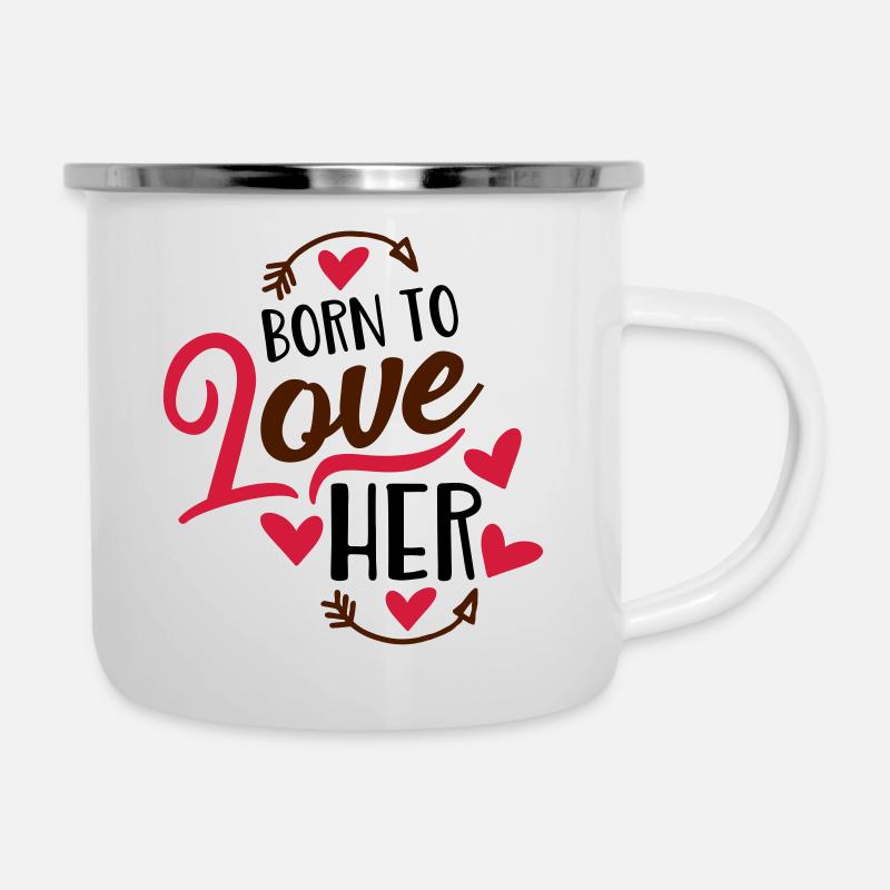 Liebe - Emaille-Tasse - Weiß