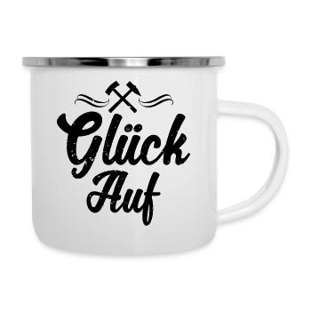 Glück Auf - Erzgebirge - Emaille-Tasse - Weiß - Rechts