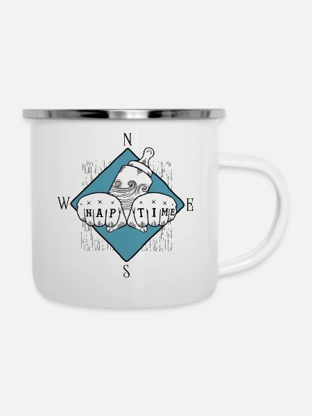 Nap Time - Emaille-Tasse - Weiß
