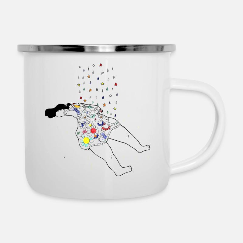 arrosage - Tasse émaillée - blanc