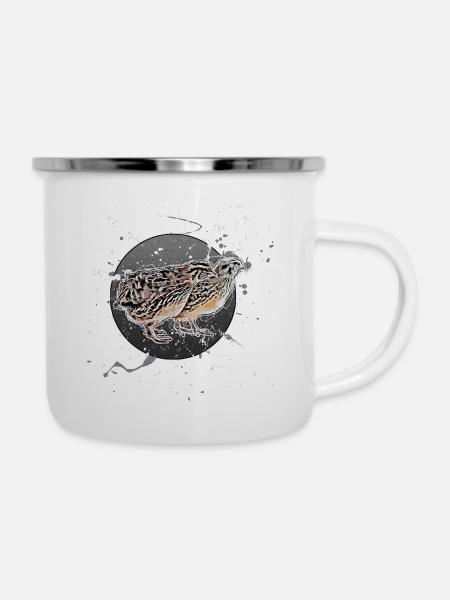 Wachteln - Emaille-Tasse - Weiß