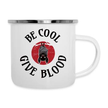 Be cool, give Blood! Fledermaus - Emaille-Tasse - Weiß - Rechts