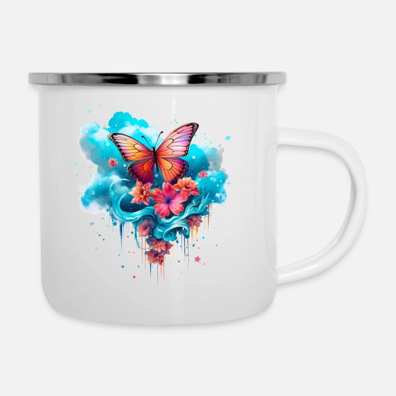 Papillon - Tasse émaillée - blanc