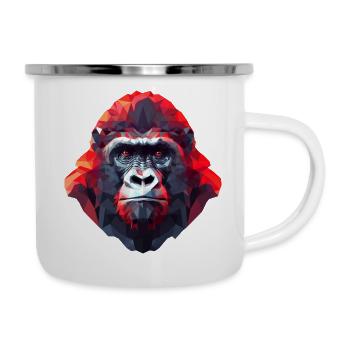 Polygonales Gorilla-Portrait - Modernes Kunst - Emaille-Tasse - Weiß - Rechts