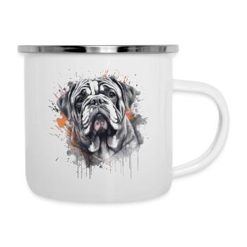 Englische Bulldogge - Emaille-Tasse - Weiß - Rechts