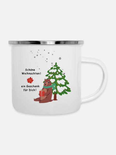 Schöne Weihnachten - Emaille-Tasse - Weiß