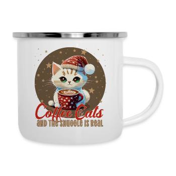 chats café café chats se blottir est vrai Noël - Tasse émaillée - blanc - Droite