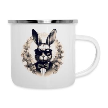 Cooler Hase mit Sonnenbrille - Emaille-Tasse - Weiß - Rechts