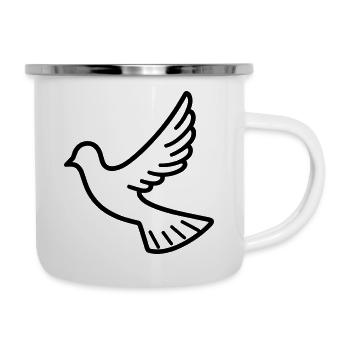 Taube - Emaille-Tasse - Weiß - Rechts