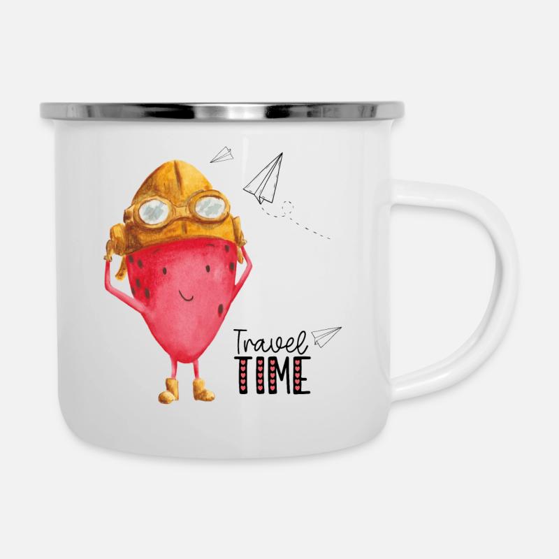 Pilot-Travel Time - Emaille-Tasse - Weiß