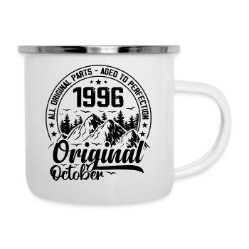 1996 Oktober Original: Geschenk zum 28-jährigen Jubiläum - Emaille-Tasse - Weiß - Rechts